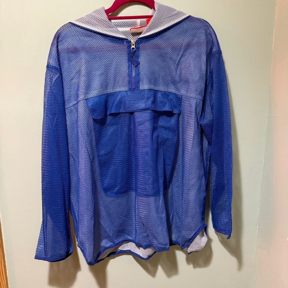 Vintage modern blue mesh hoodie